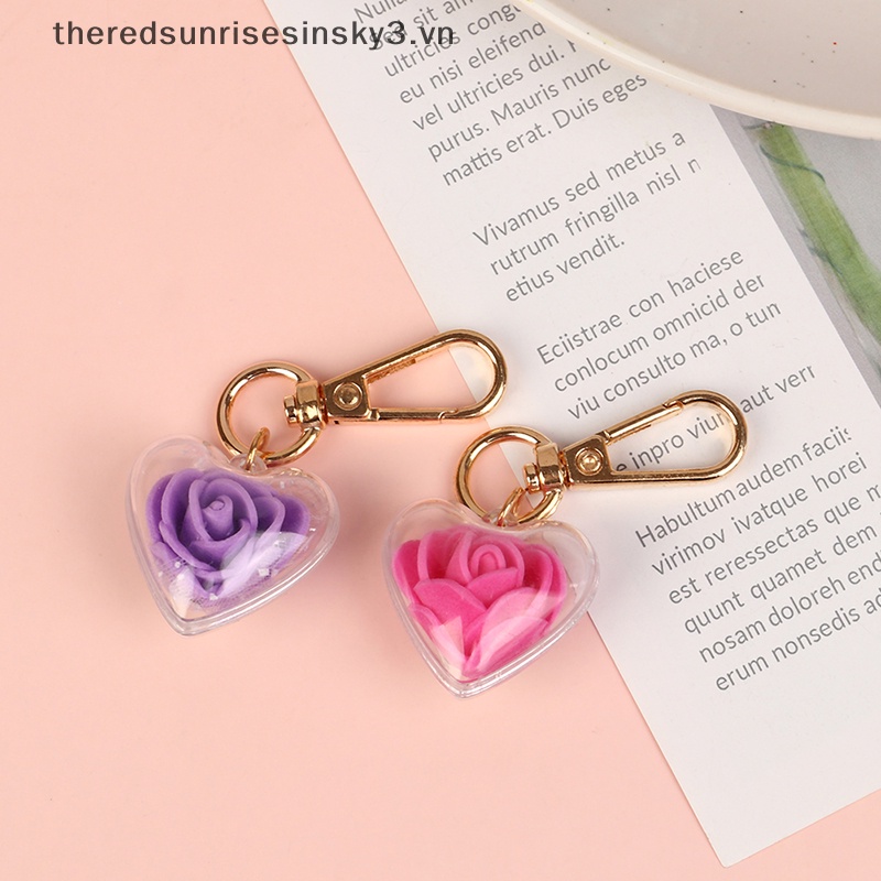 # # Móc Chìa Khóa Xe Hơi / Túi Xách Trang Trí Hình Hoa Hồng / Trái Tim Thời Trang Thích Hợp Làm Quà Tặng Cho