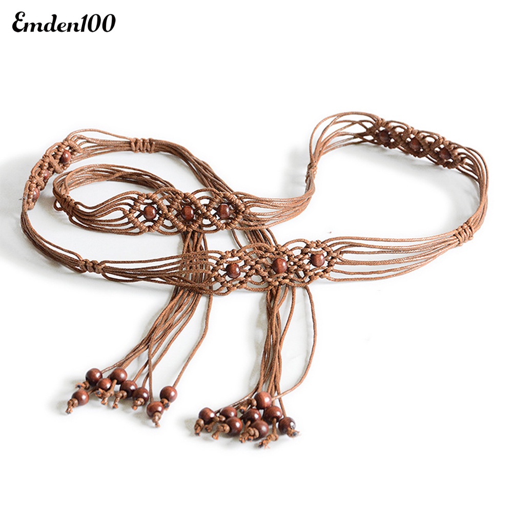 Thắt Lưng Dây Bện Xỏ Hạt Thủ Công Phong Cách Bohemia Cho Nữ