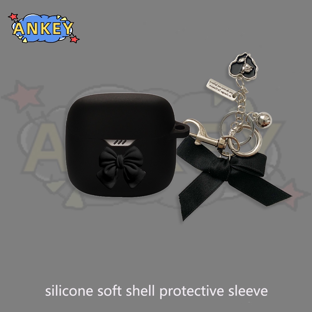 For JBL Tune Flex Tune 230NC 130NC 225 220 Earphone Silicone Case Bow Cartoon Earbuds Protective Headphone Cover Headset with Pendant