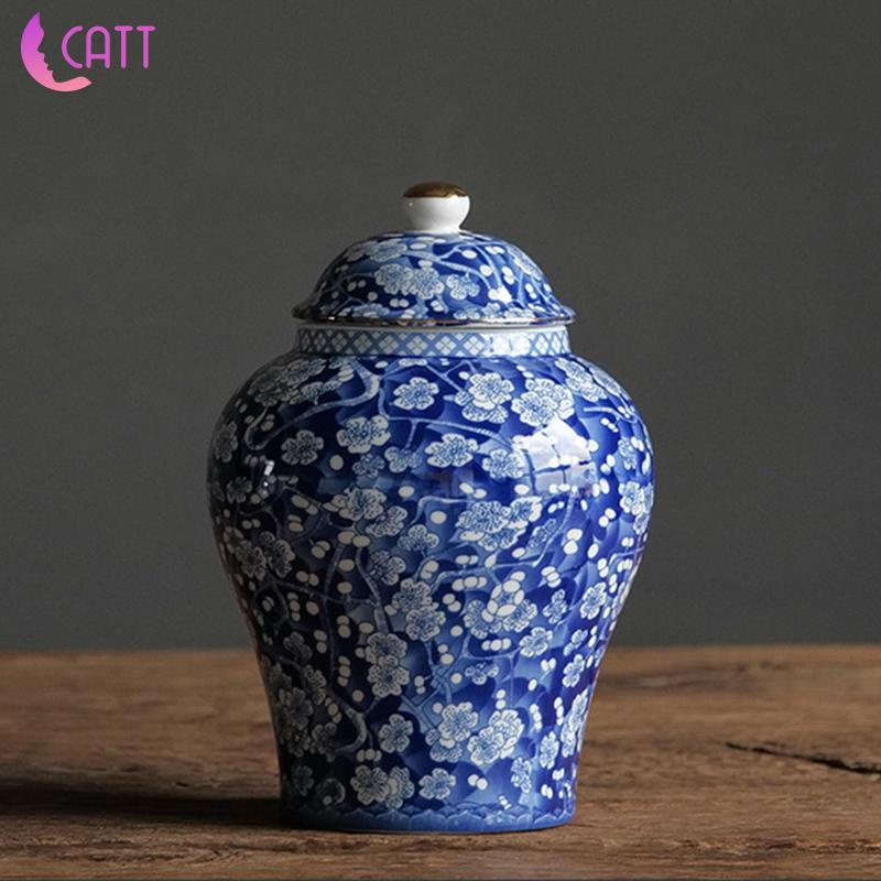 Lọ Gốm Sứ Tráng Men Vẽ Tay Phong Cách Trung Hoa Cổ Điển