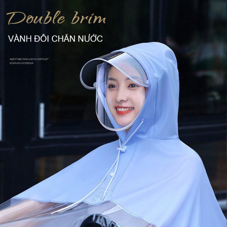 Áo Mưa Đi Xe Máy Trong Suốt Cao Cấp Cho Mẹ Và Bé, Vành Đôi Chắn Nước, Dễ Dàng Sử Dụng Điện Thoại