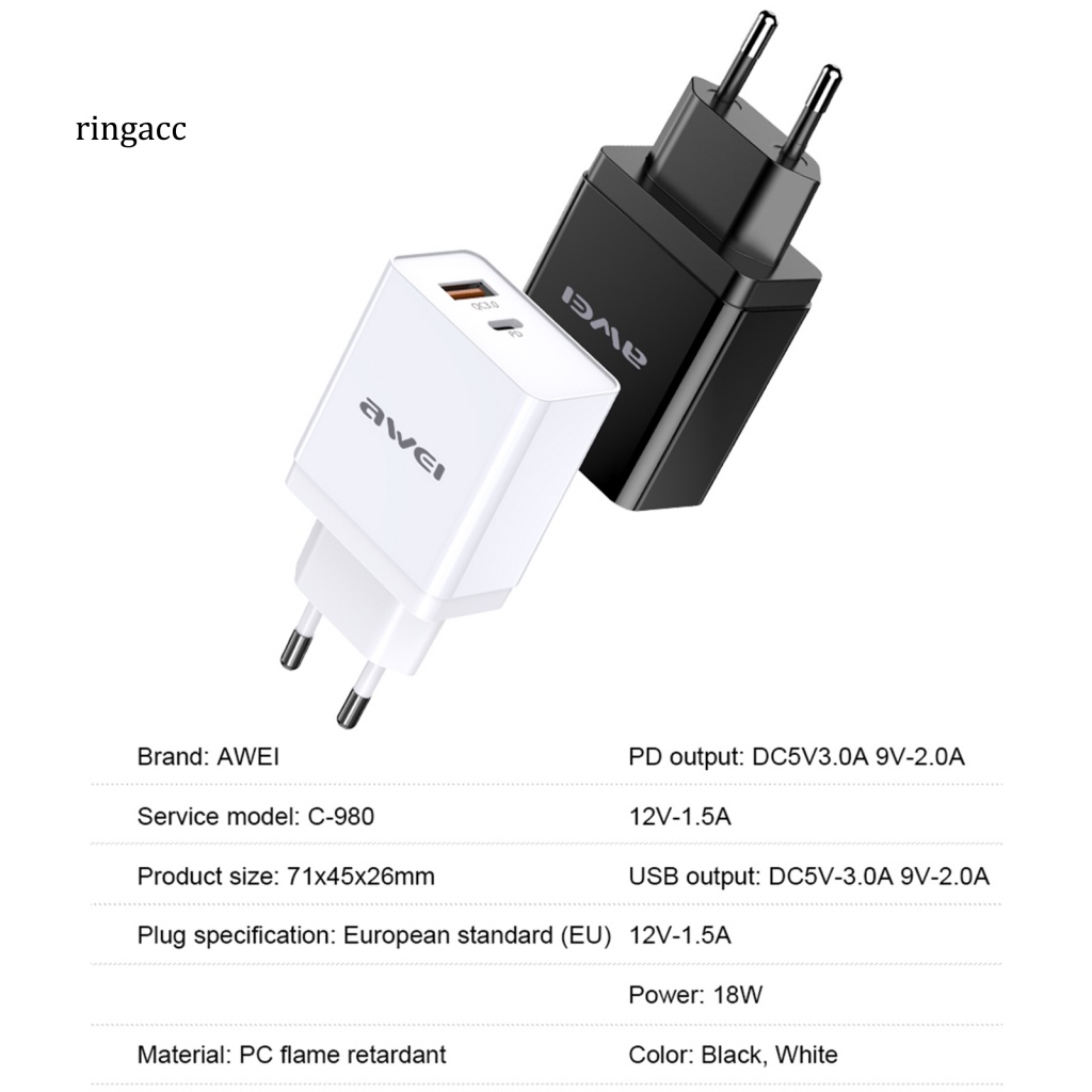 Cốc Sạc Nhanh PD 18W QC30 USB Cho Điện Thoại Apple