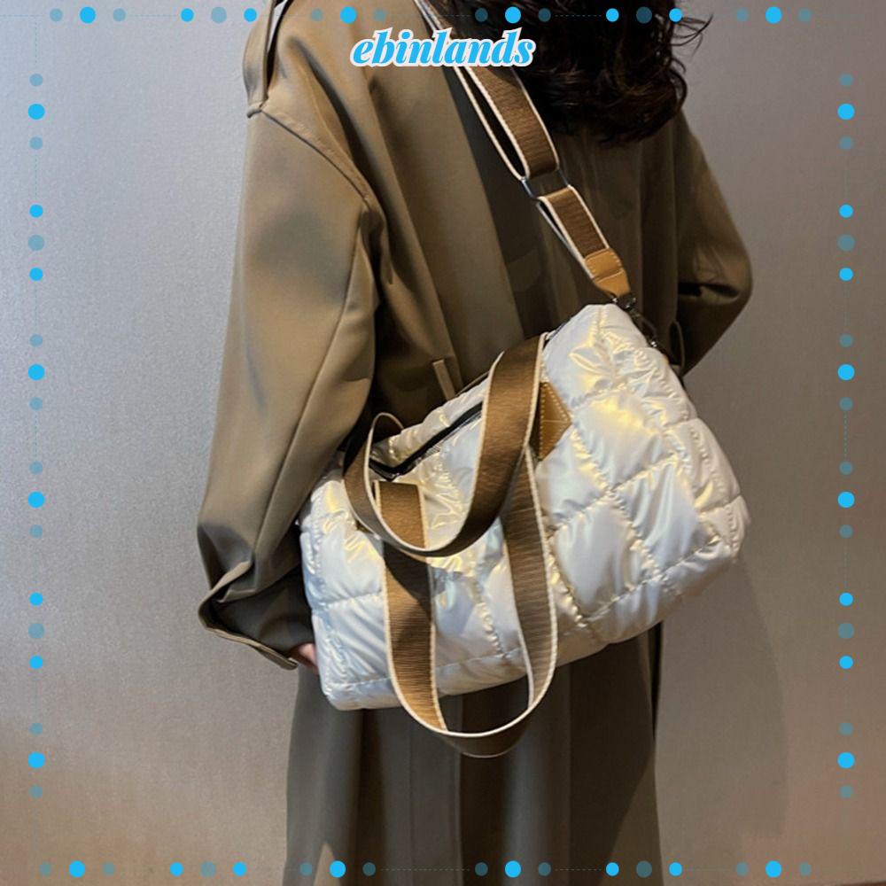 EBINLANDS Túi Xách Tay Bằng Nylon Họa Tiết Kẻ Sọc Thời Trang Dành Cho Nữ