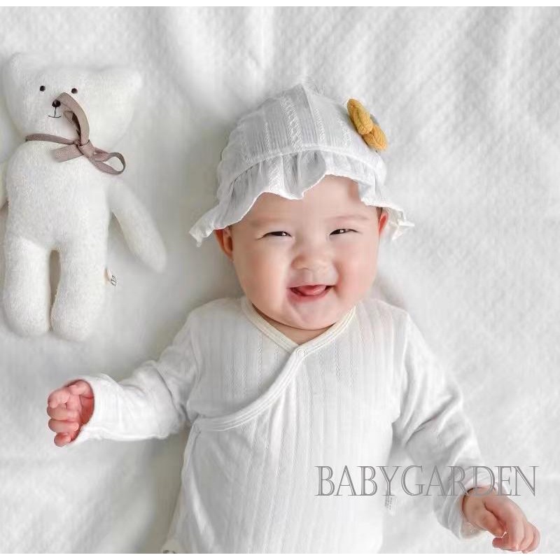 Mũ Beanie Chống Nắng Thoáng Khí Trang Trí Hoa Cho Bé Gái 2-15 Tháng Tuổi