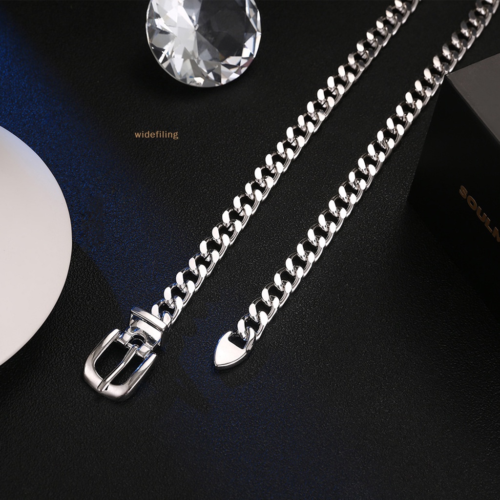 1 Thắt Lưng Dây Xích Kim Loại Bản Rộng Có Thể Điều Chỉnh Cho Nữ