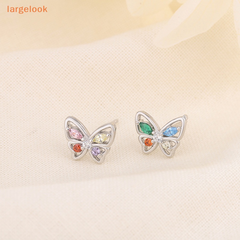 Bông Tai Hình Cánh Bướm Bằng Bạc Zircon Nhiều Màu Thời Trang Cho Nữ