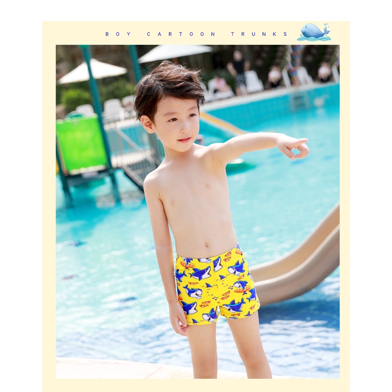 Quần Bơi Bé Trai Và Mũ Bơi Đồ Bơi Bé Trai 10-30kg Họa Hình Cá Mập Dễ Thương Chất Thun Co Dãn Cao Cấp Mùa
