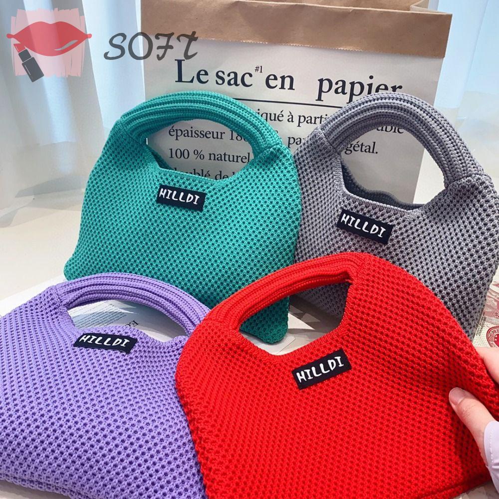 SOFTNESS Túi Xách Đan Len Thủ Công Mini Màu Sắc Ngọt Ngào Thời Trang Cho Nữ