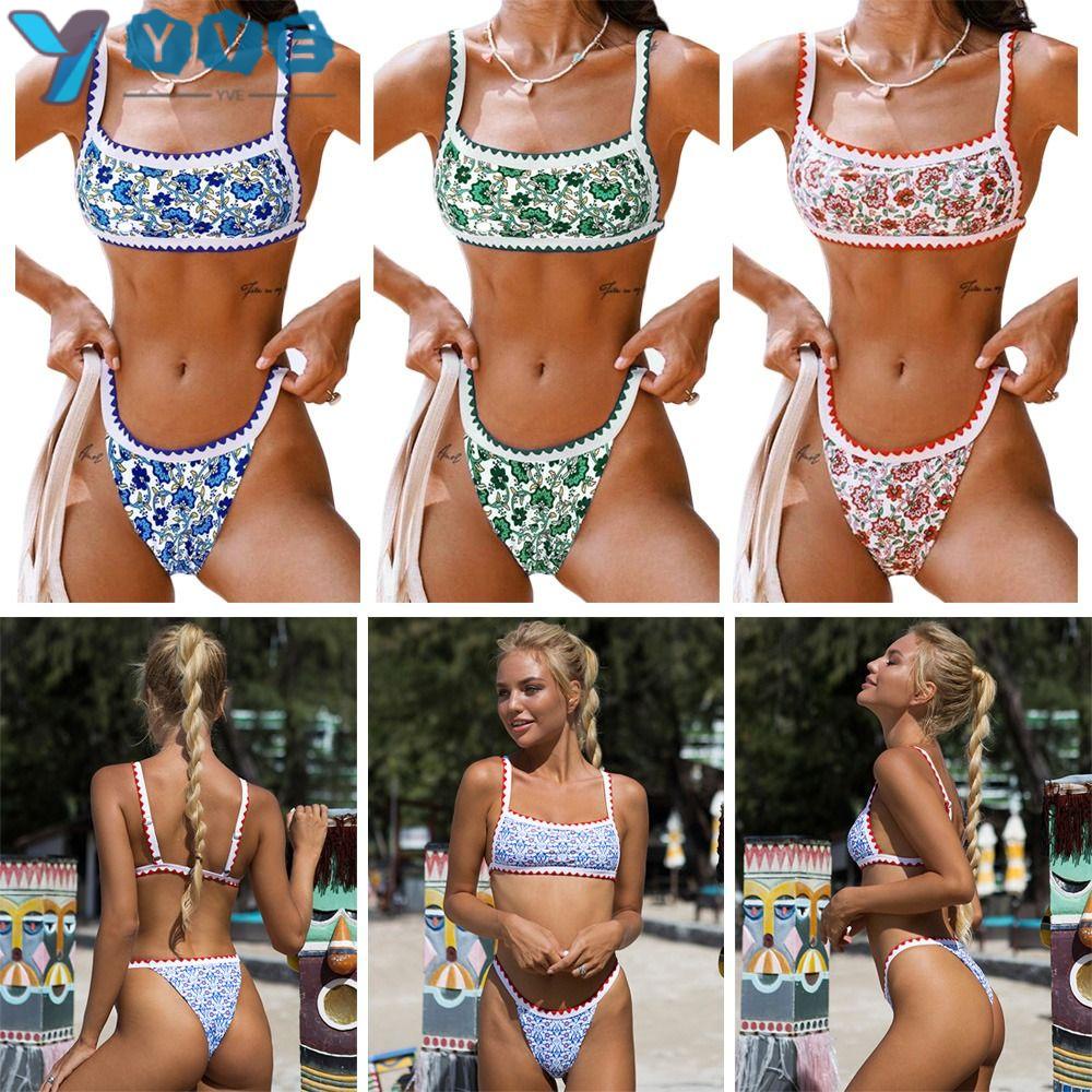 YVE Bộ Bikini 2 Mảnh Họa Tiết Hoa Thời Trang Gợi Cảm Cho Nữ