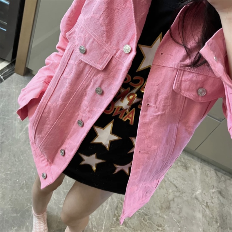 Áo Khoác Denim In Hoa Hồng Thời Trang Cho Cặp Đôi