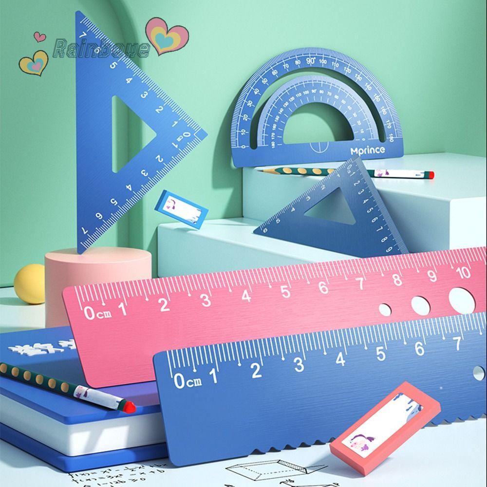 RAINBOW Thước Vẽ Hình Tam Giác Bằng Hợp Kim Nhôm Đa Năng Tiện Dụng Cho Học Sinh