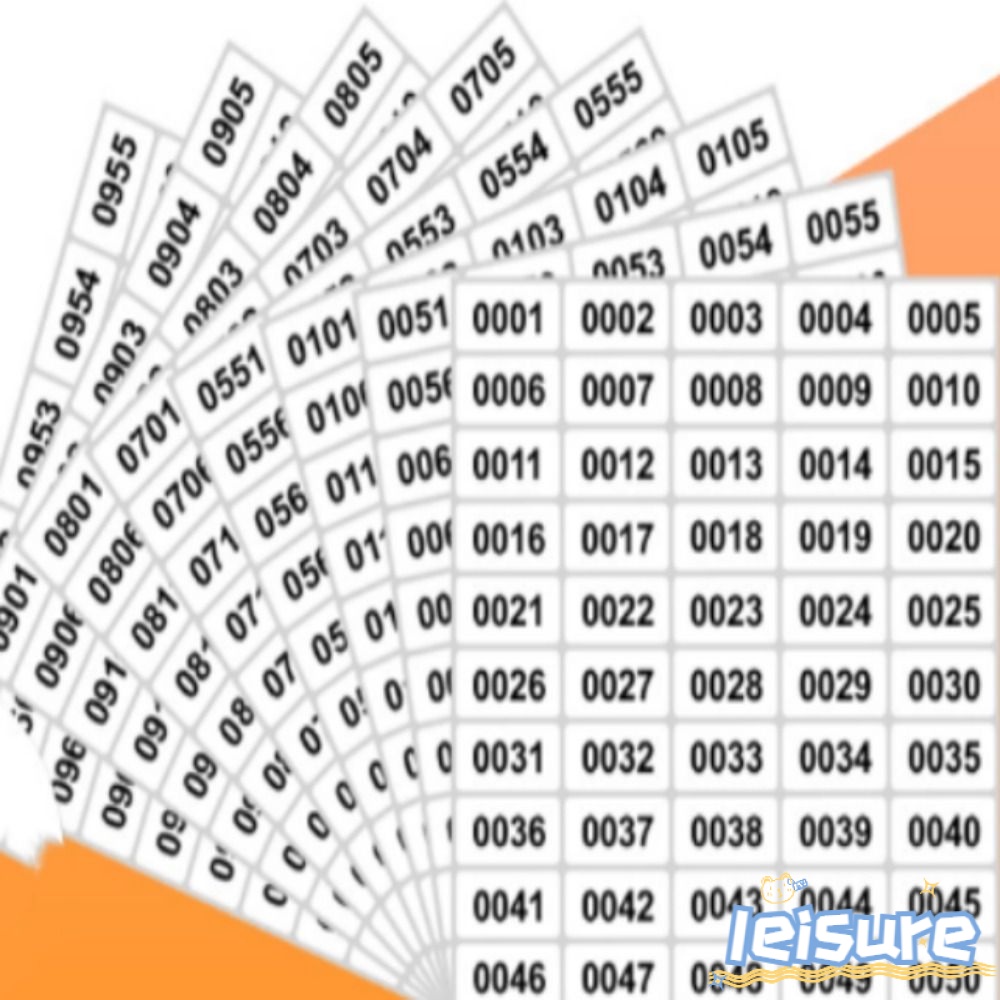 LEISURE Hộp 20 Tờ Sticker Tự Dính 0001 Đến 1000 Miếng