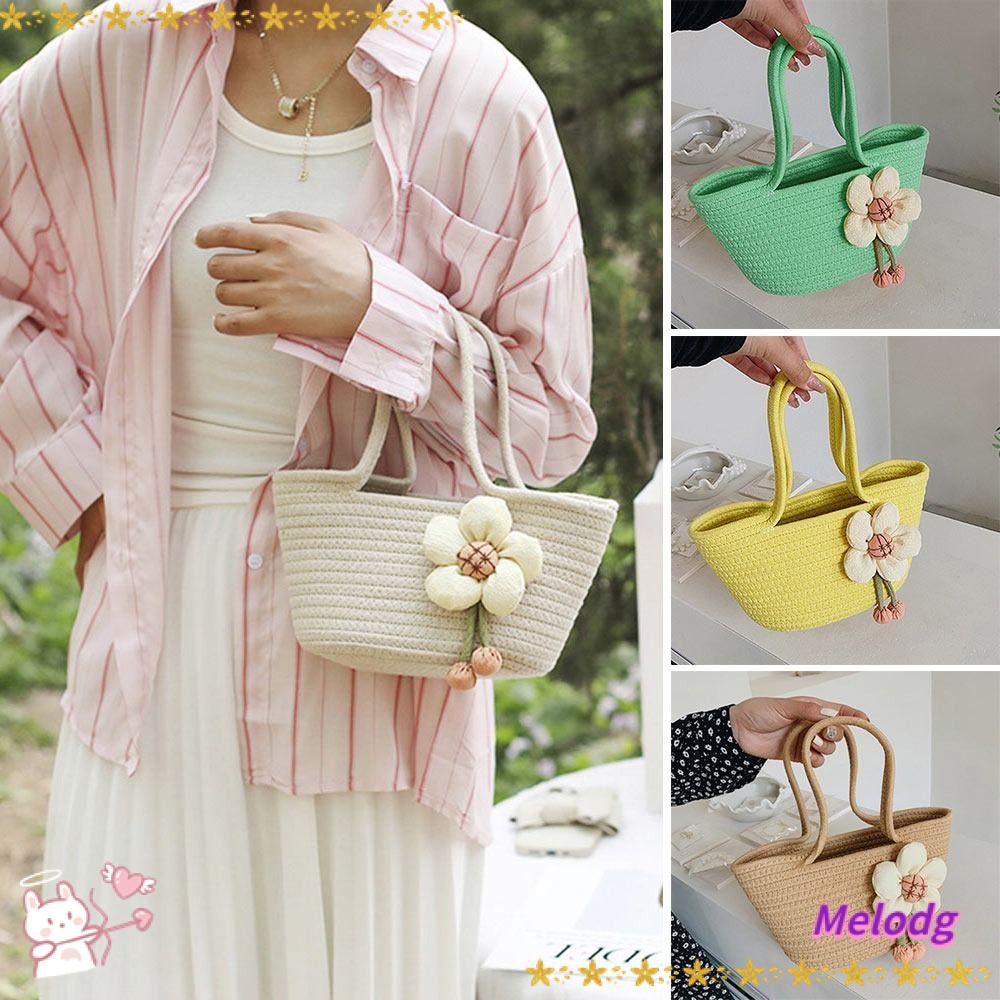 MELODG Túi Cói Đính Hoa Thời Trang