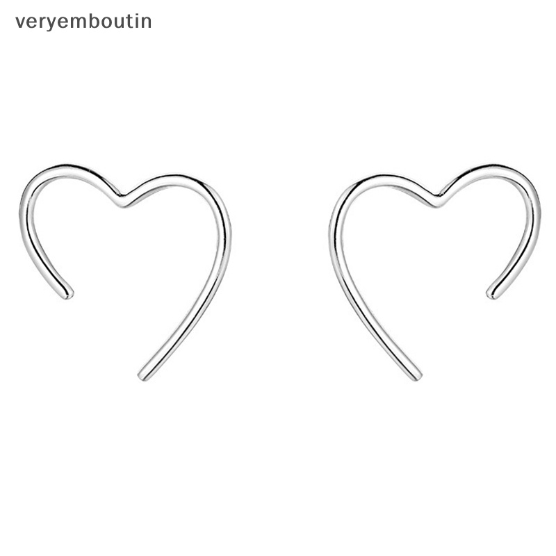 Khuyên Tai Kim Loại Hình Trái Tim Dạng Kẹp Chữ C Đơn Giản Phong Cách Hàn Quốc Cho Nữ