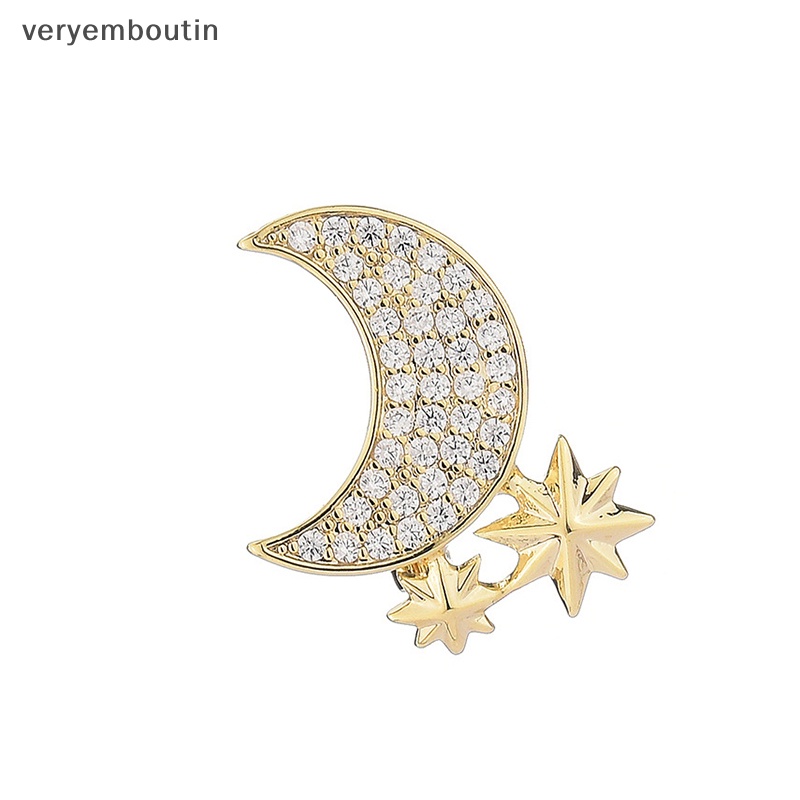 Trâm Cài Áo Hình Trăng Sao Đính Đá Thanh Lịch Thời Trang Phong Cách Hàn Quốc Cho Nữ