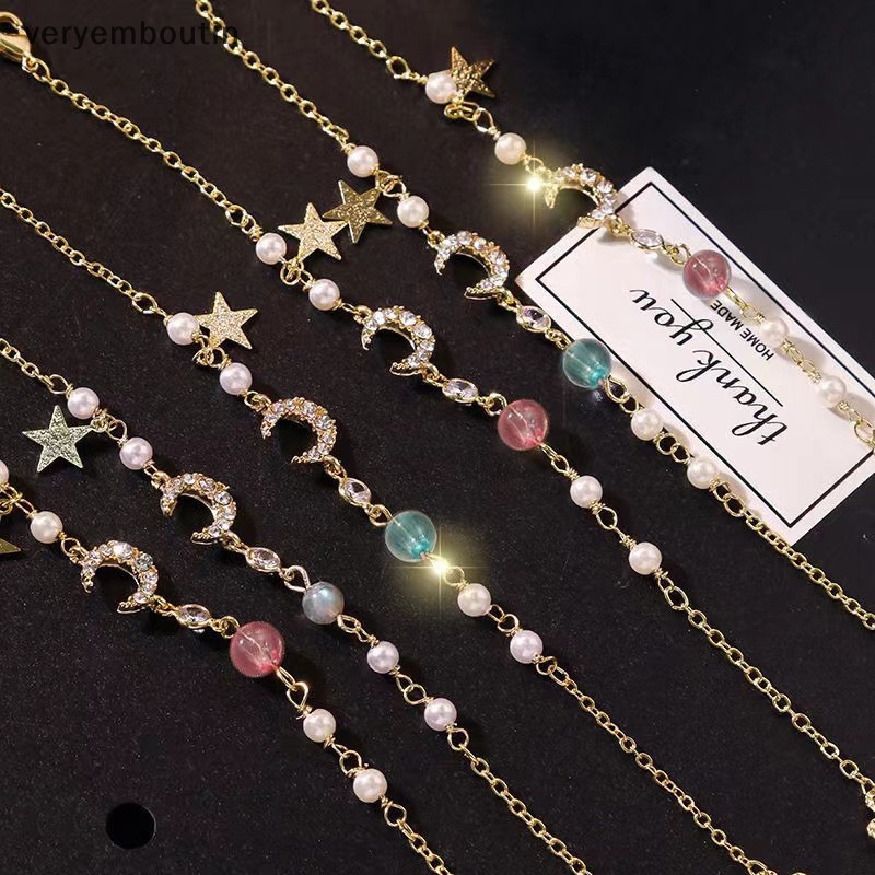 Vòng Đeo Tay Đính Đá Mặt Trăng Ngôi Sao Đơn Giản Dễ Thương Thanh Lịch Dành Cho Nữ