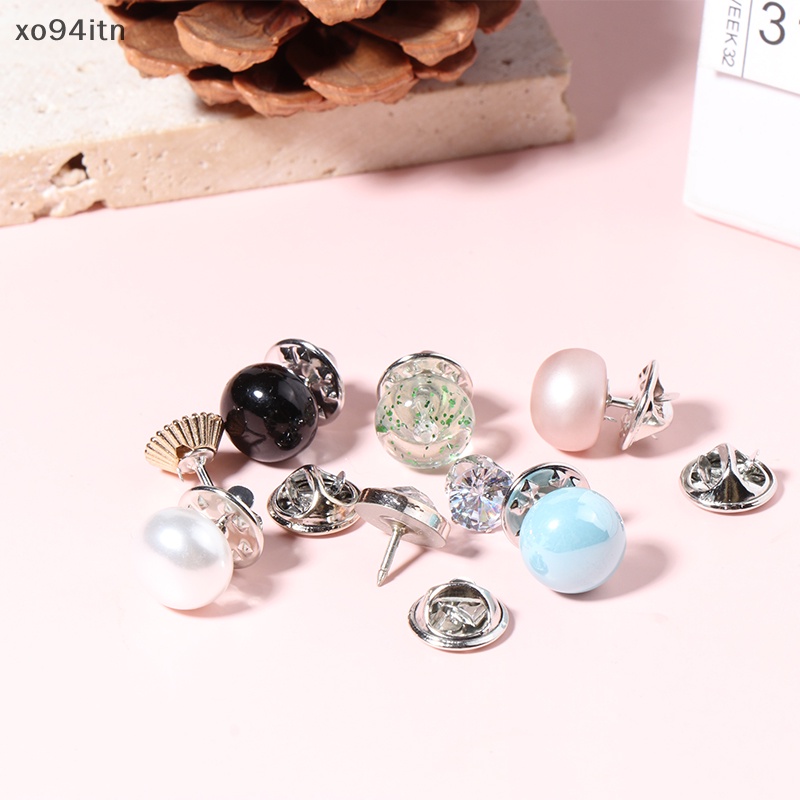 Set 10 Ghim Cài Áo Hình Tròn Đính Ngọc Trai Dễ Thương