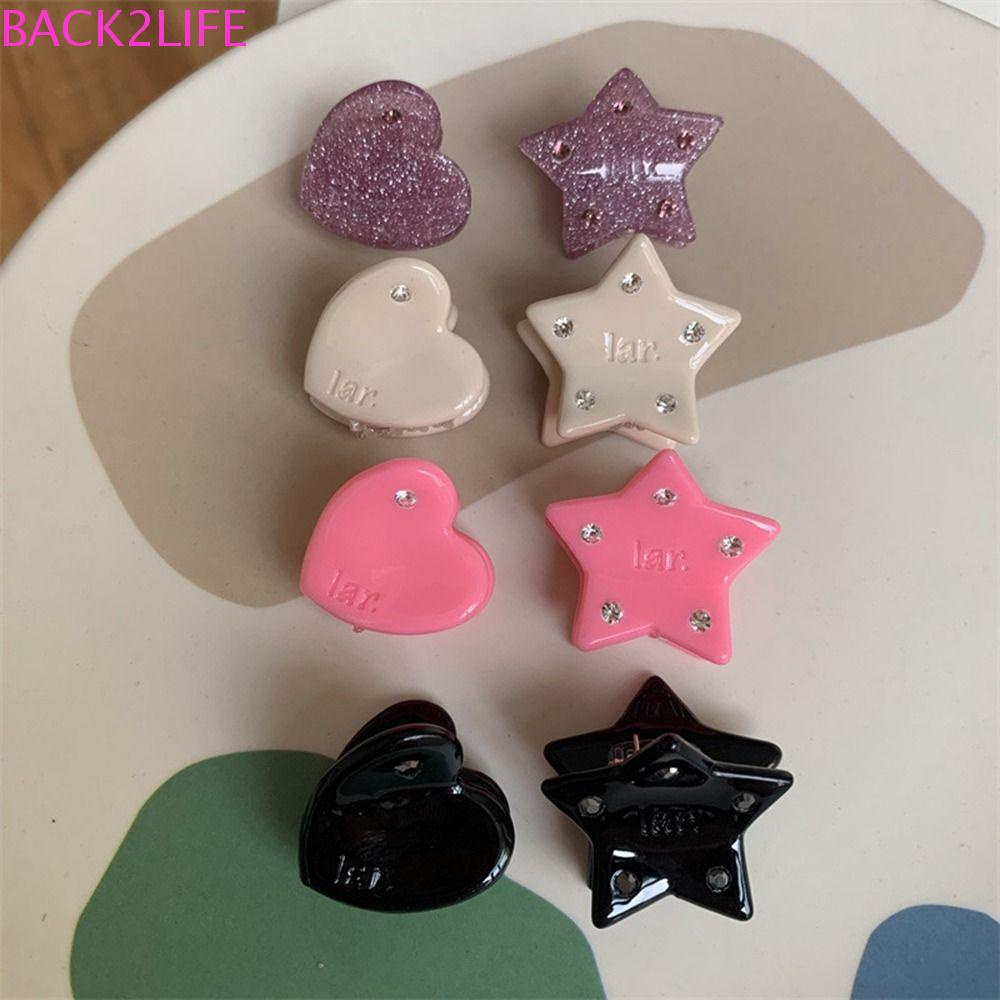 BACK2LIFE Kẹp Tóc Càng Cua Đính Đá Axit Acetic Ngọt Ngào Cho Nữ