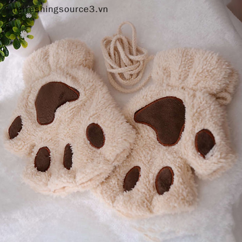 Găng Tay Lông Xù Hở Ngón Hình Chân Mèo Dễ Thương {REFRE3} 3.vn} Làm Quà Tặng Tiệc Tùng {Refreshingsource