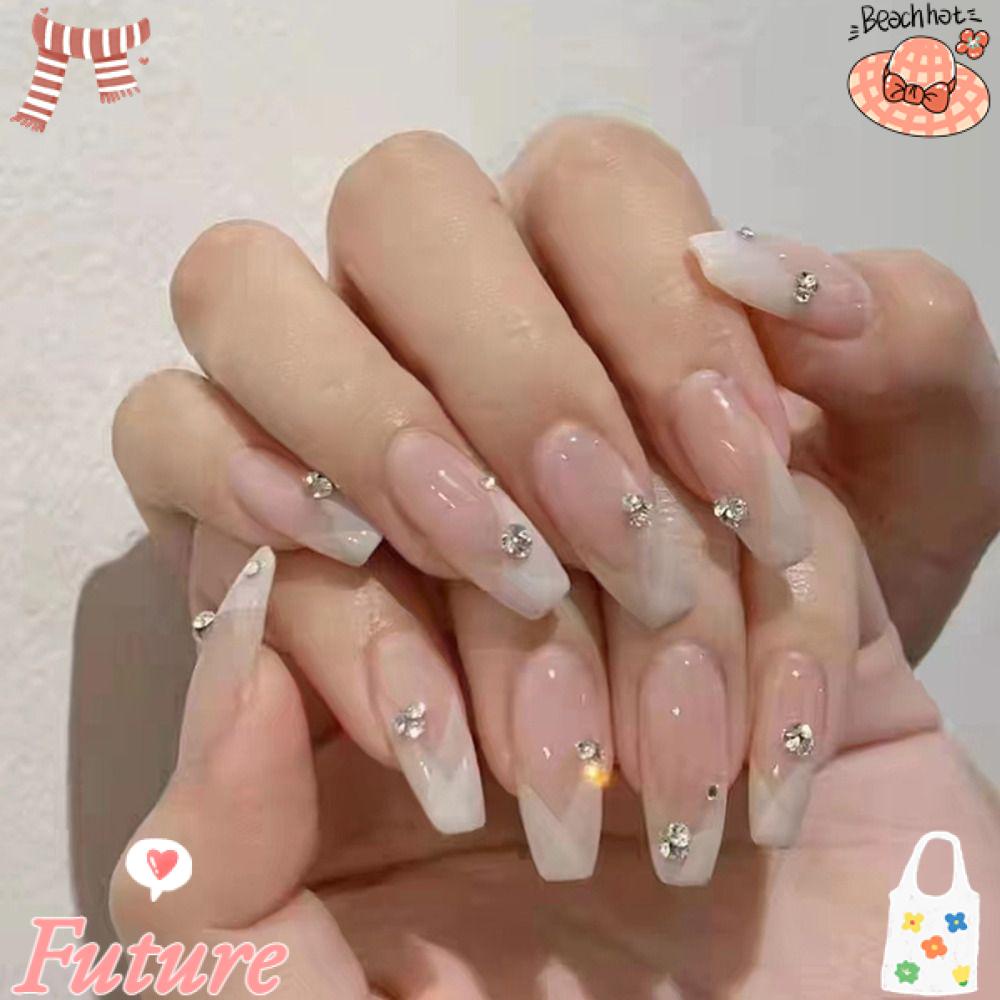 FUTURE Bộ Móng Tay Giả Ngắn Che Phủ Toàn Diện Có Thể Tháo Rời Cho Nữ