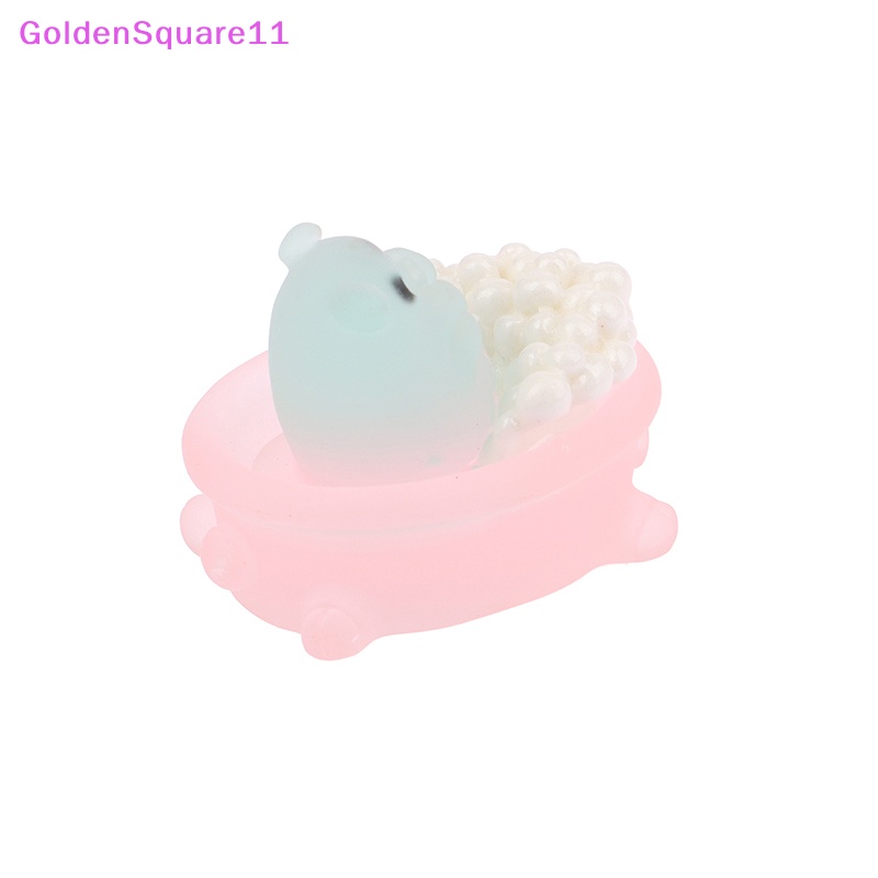 Set 2 Phụ Kiện Trang Trí Điện Thoại Hình Chú Heo Trong Bồn Tắm Bằng Nhựa Resin Màu Vàng DIY