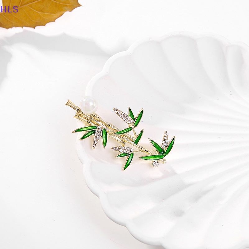 Ghim Cài Áo Bằng Tre Đính Đá &amp; Ngọc Trai Chống Ánh Sáng Thời Trang Cho Nữ