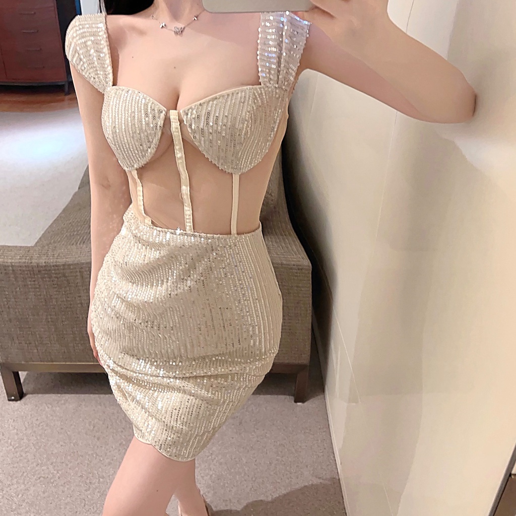 Đầm Hai Dây Ôm Dáng Thiết Kế Đơn Giản Quyến Rũ Phong Cách Âu Mỹ Kiểu Mới