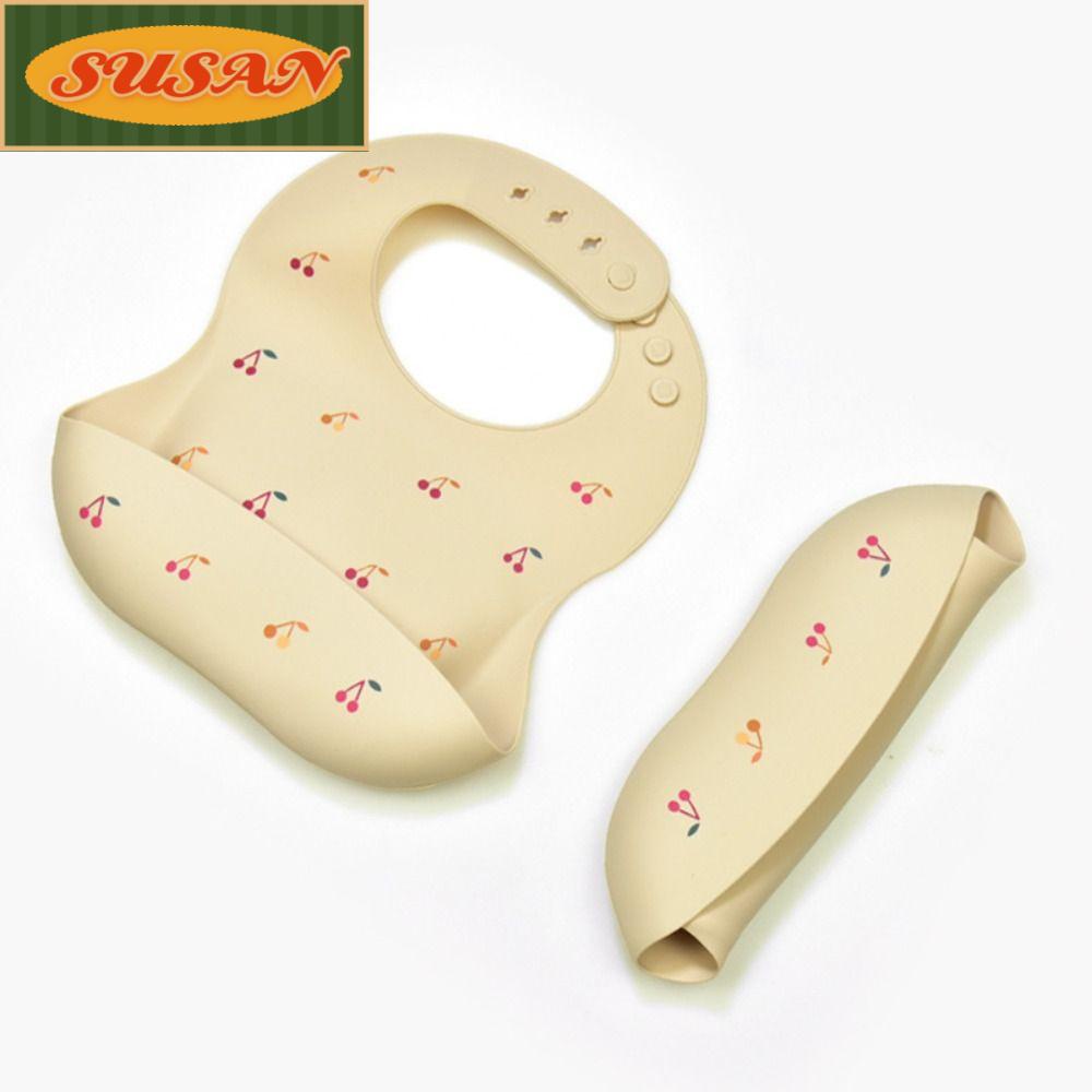 SUSANS Yếm Ăn Bằng Silicon Chống Thấm Nước In Họa Tiết Hoạt Hình Dễ Thương Cho Bé