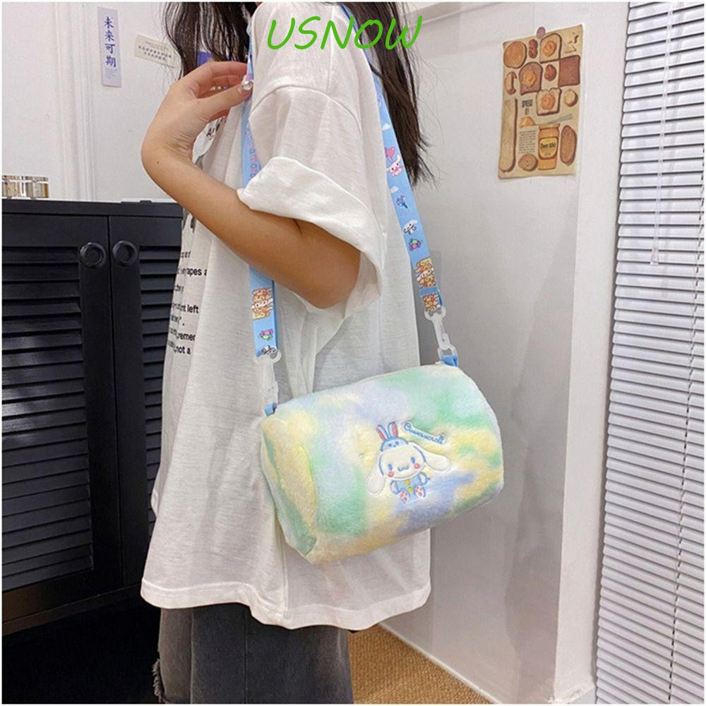 USNOW Túi Đeo Chéo Vai Bằng Vải Bông Họa Tiết Hoạt Hình Dễ Thương Dành Cho Nữ
