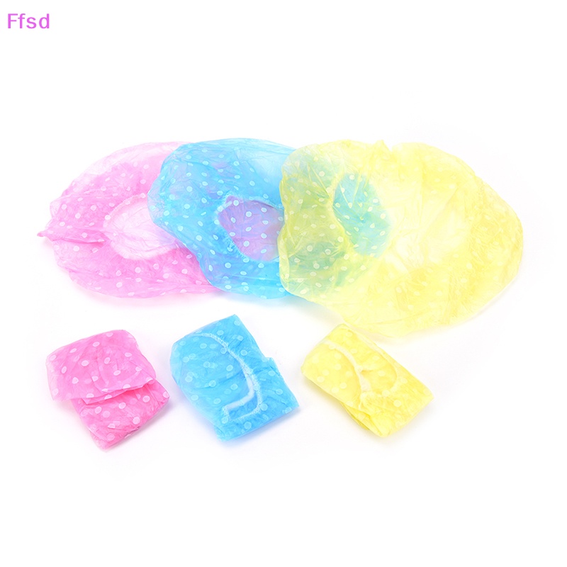 Bộ 3 Mũ Trùm Tóc Bằng Nhựa Co Giãn Chống Thấm Nước Họa Tiết Chấm Bi Cho Nữ