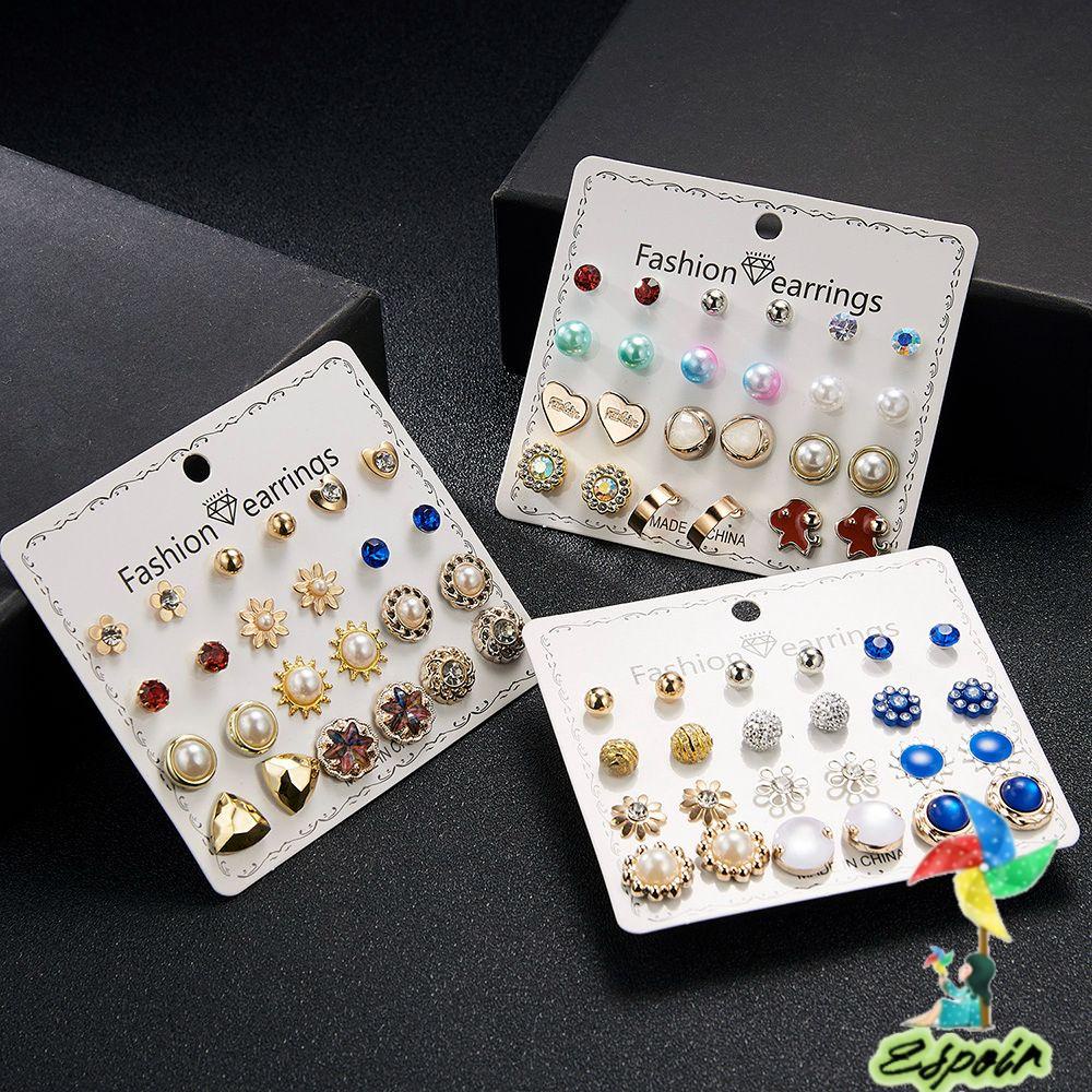 ESPO Set 12 / 12 Cặp Khuyên Tai Nữ Đa Dạng Thời Trang