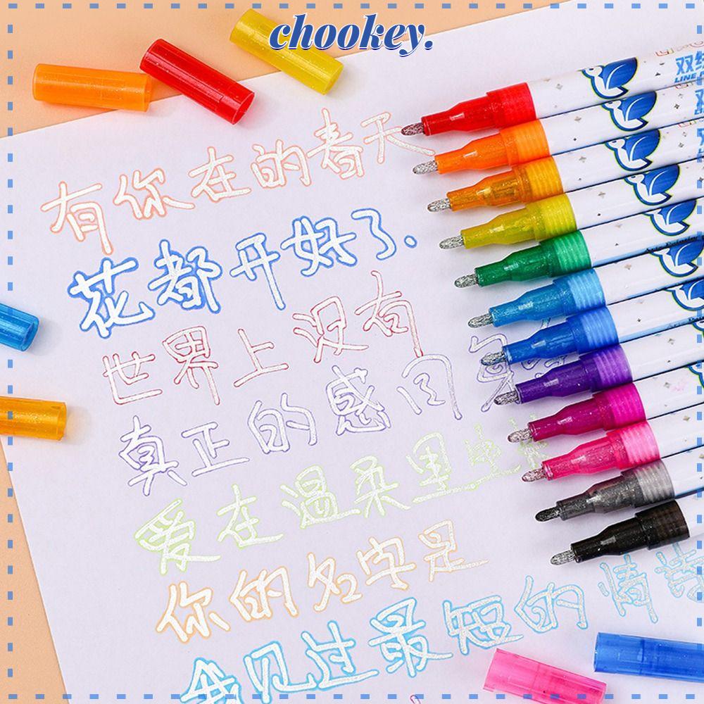CHOOKEY Set 8 / 12 Bút Đánh Dấu Hai Đầu Màu Nước Phát Quang Phong Cách Graffiti Giáng Sinh