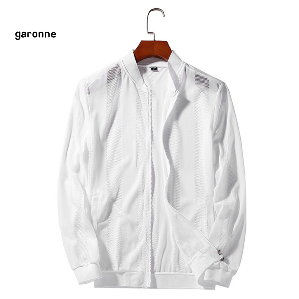 Áo Khoác Chống Nắng Tay Dài Cổ Đứng Siêu Mỏng Đục Lỗ Thoáng Khí Thời Trang Đường Phố Cho Nam