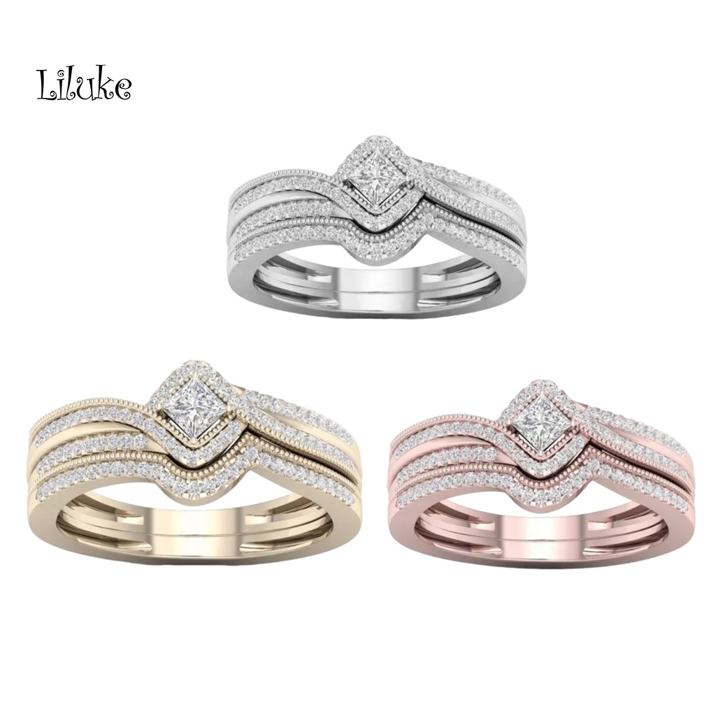 Nhẫn Hợp Kim Trang Trí Đính Đá Kiểu Dáng Hình Học Cho Nữ