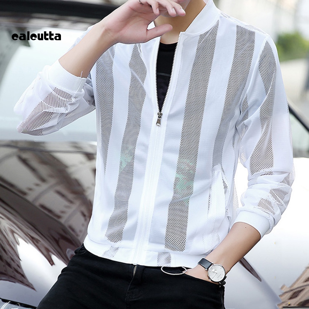 Áo Khoác Chống Nắng Tay Dài Cổ Đứng Siêu Mỏng Thoáng Khí Thời Trang Đường Phố Cho Nam