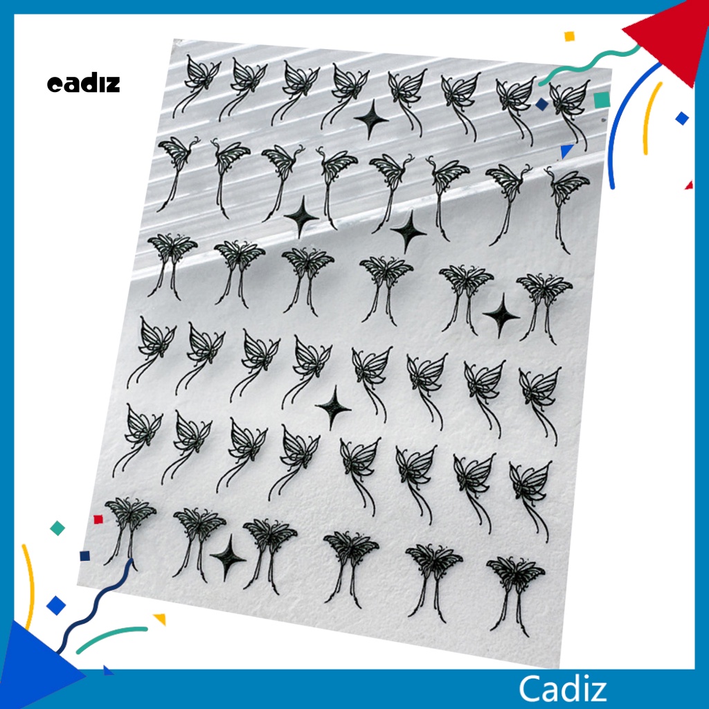 Miếng Dán Trang Trí Móng Tay Chống Rơi Hình Bướm Màu Trắng Đen Mini DIY