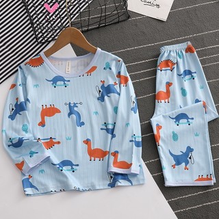 【YAOEENH】Bộ Đồ Ngủ Tay Dài 95-155cm In Họa Tiết Hoạt Hình Phong Cách Hàn Quốc Thời Trang Cho Bé Trai Và Gái