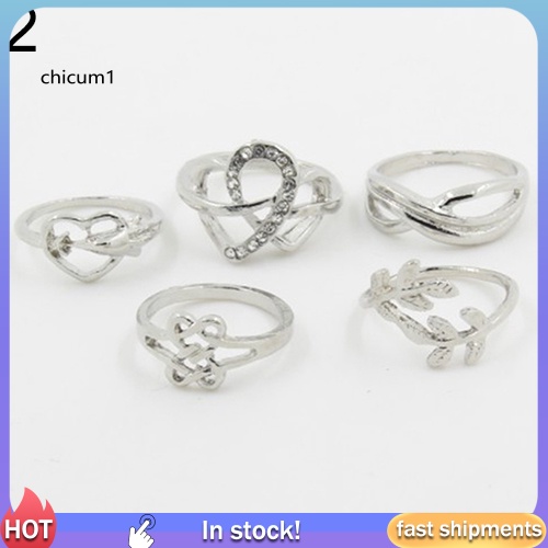 Set 5 Nhẫn Đeo Giữa Ngón Tay Thời Trang Cho Nữ