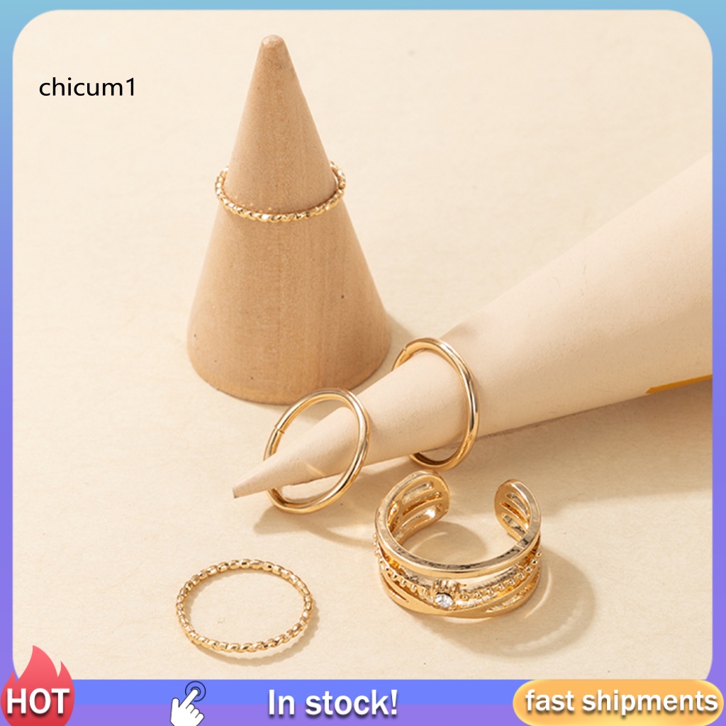 Set 5 Nhẫn Đeo Khớp Ngón Tay Màu Sắc Lấp Lánh Dễ Phối Đồ