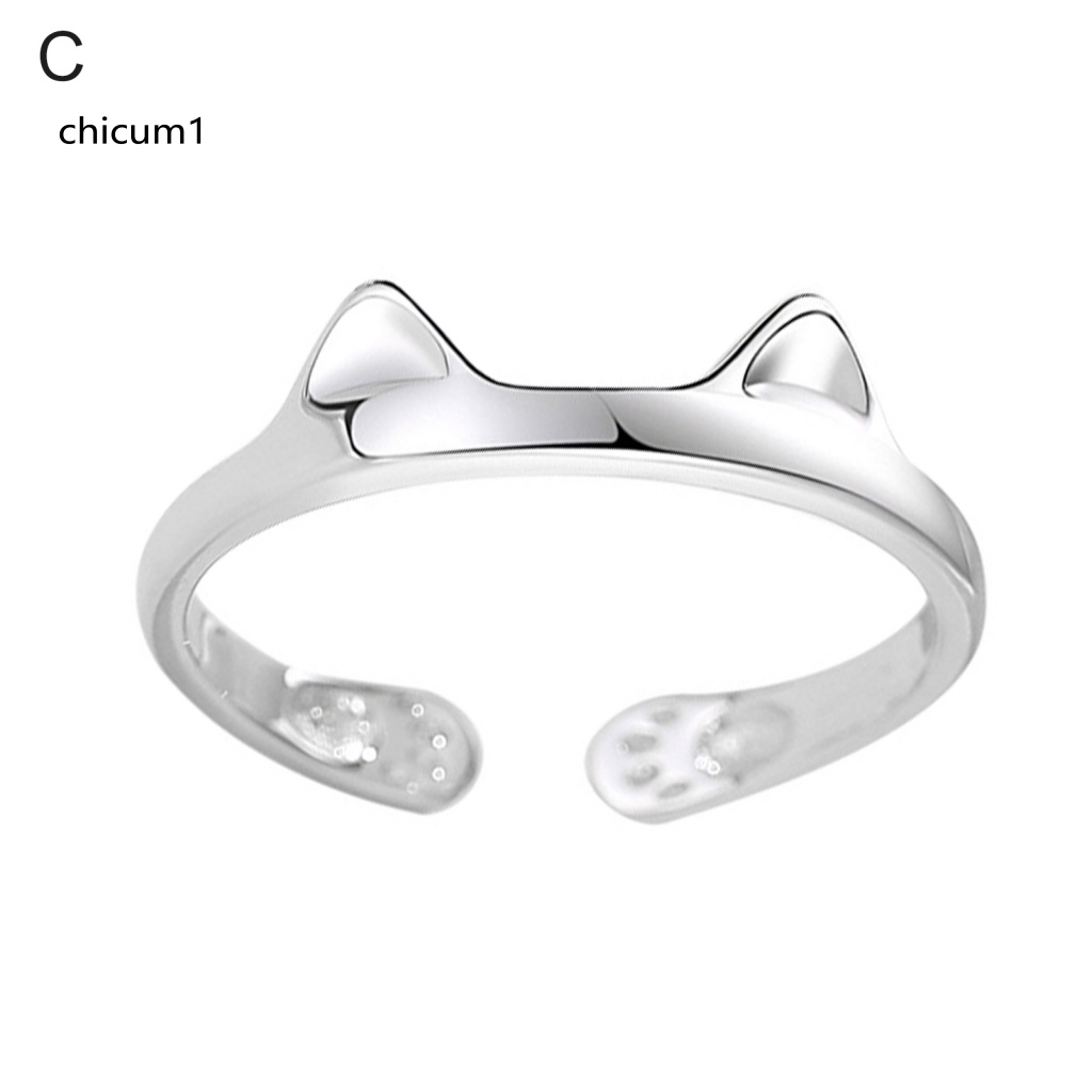 Nhẫn Cặp Mạ Bạc Hình Tai Mèo Dễ Điều Chỉnh