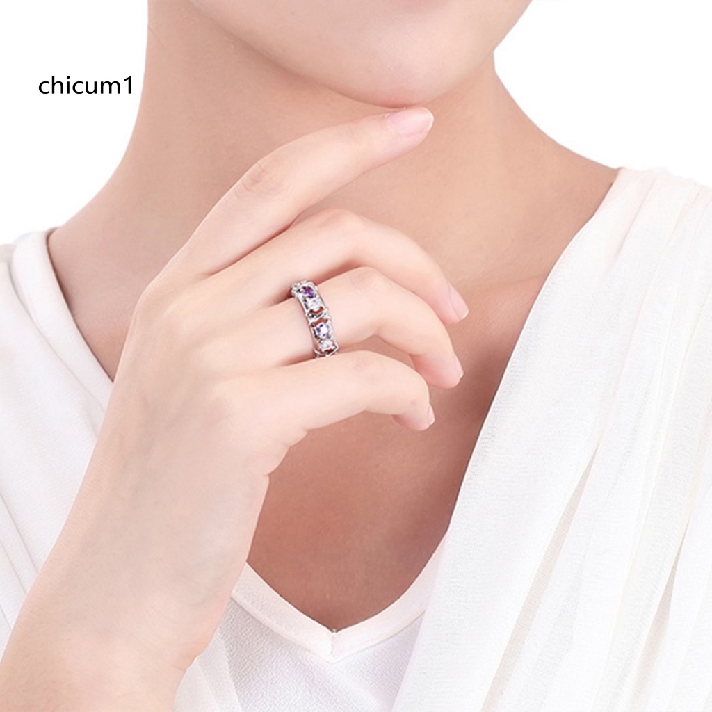 Nhẫn Đeo Tay Hai Tông Màu Đính Đá Zircon Giả Lấp Lánh Cho Nữ