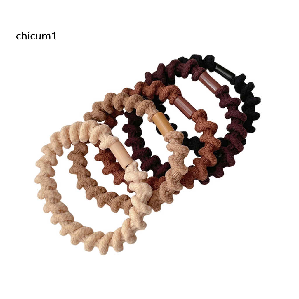 Set 4 / 5 Dây Cột Tóc Co Giãn Nhiều Màu Sắc Thời Trang Dành Cho Nữ