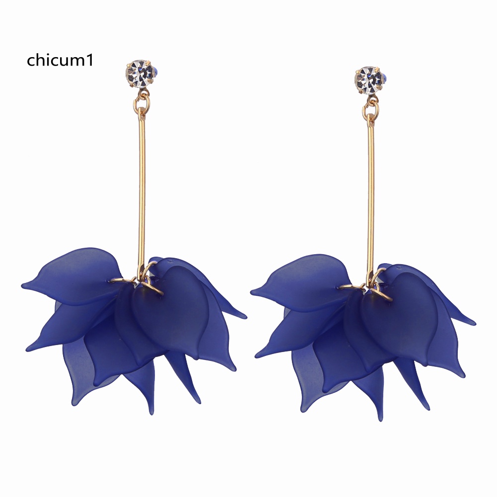 Khuyên Tai Dáng Dài Hình Cánh Hoa Bằng Nhựa Resin Ngọt Ngào Cho Nữ