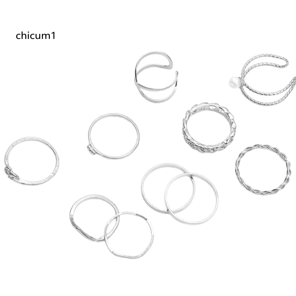 Set 10 Nhẫn Đeo Khớp Ngón Tay Phong Cách Vintage Cho Nữ