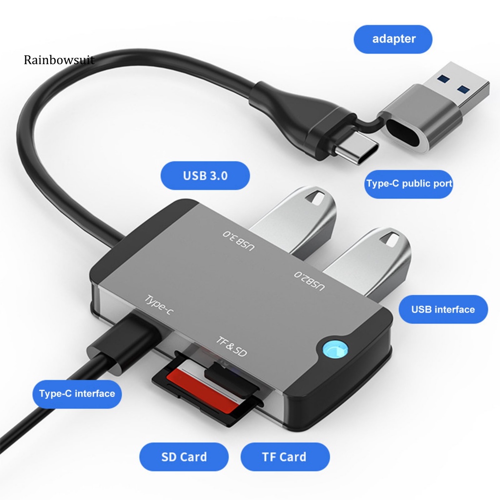 Bộ Chuyển Đổi USB-C OTG Với Đầu Đọc Thẻ Nhớ SD TF USB30 Hub Type-C Cho Điện Thoại / Laptop