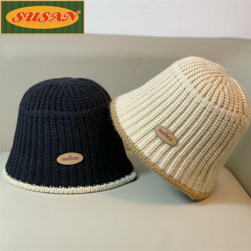 SUSANS Mũ Bucket Len Thời Trang Đông Xinh Xắn Cho Nữ