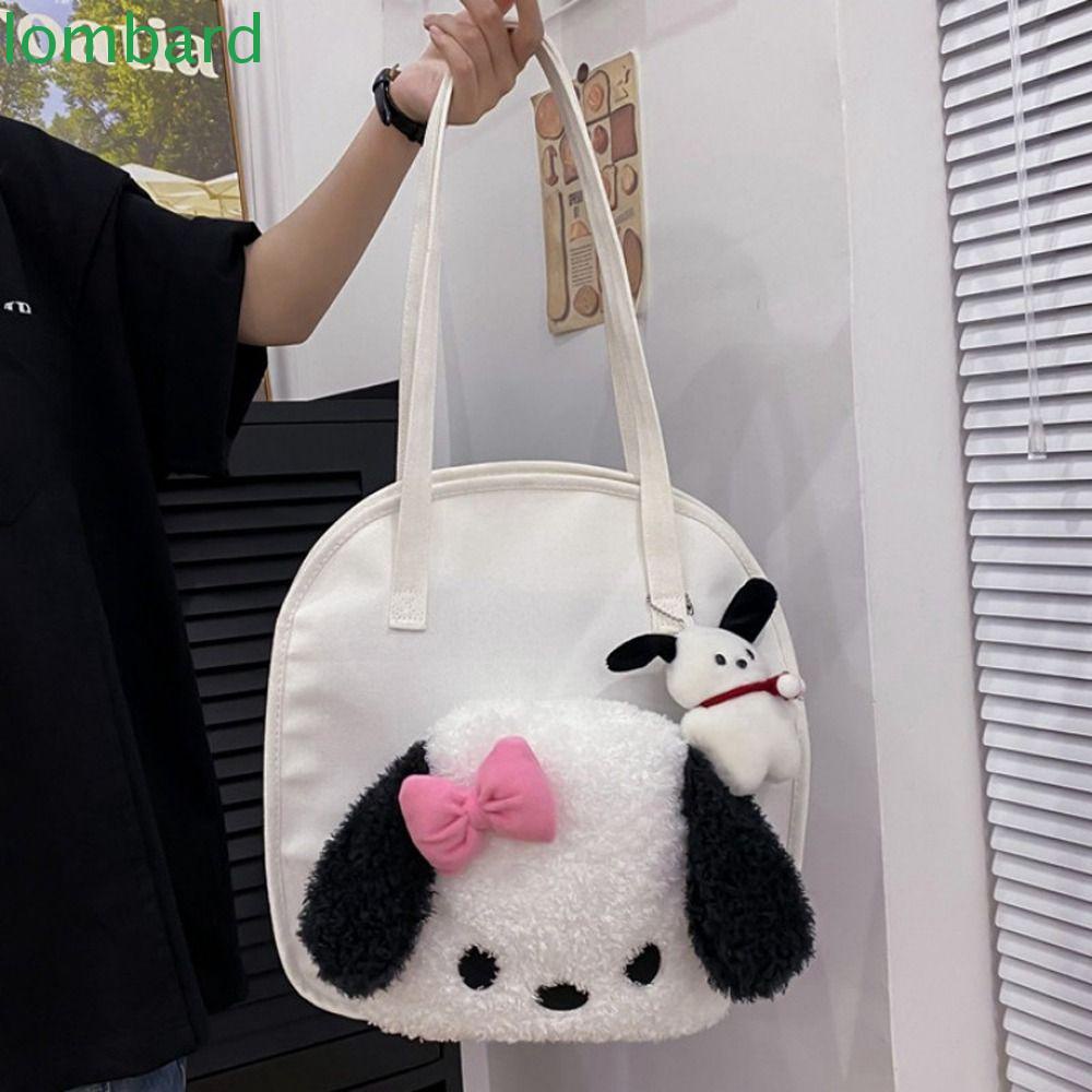 LOMBARD Túi Đeo Dưới Cánh Tay Bằng Lông Nhung Có Khóa Kéo Họa Tiết Động Vật Dễ Thương Phong Cách Nhật Bản Dùng Mua Sắm
