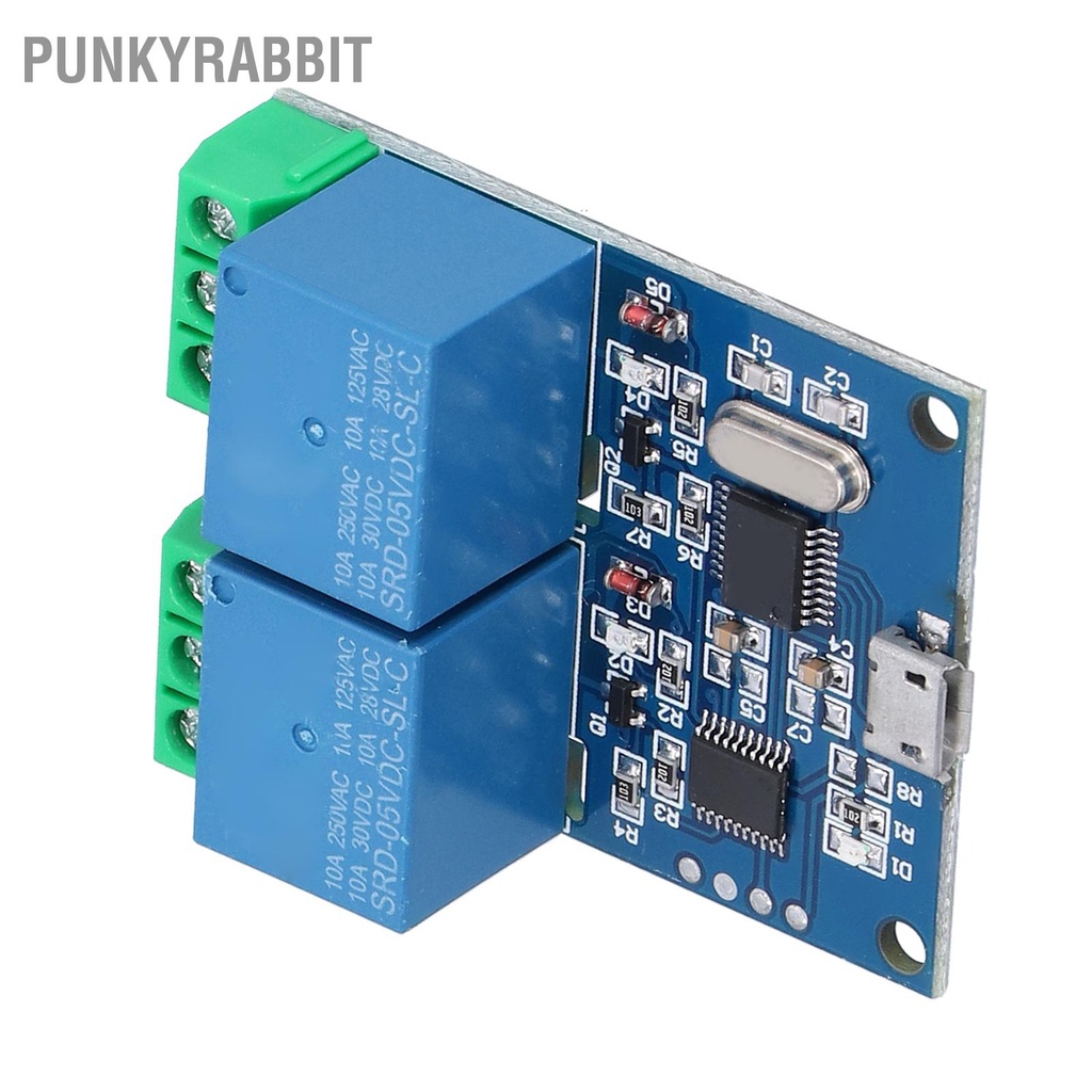 PunkyRabbit Mô-đun Rơ-le Công tắc điều khiển thông minh USB bền 2 chiều hiệu suất cao có đèn LED để bảo vệ quá dòng