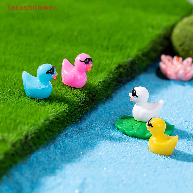 Bộ 2 Tượng Vịt Mini Bằng Nhựa Resin Dùng Trang Trí Bể Cá