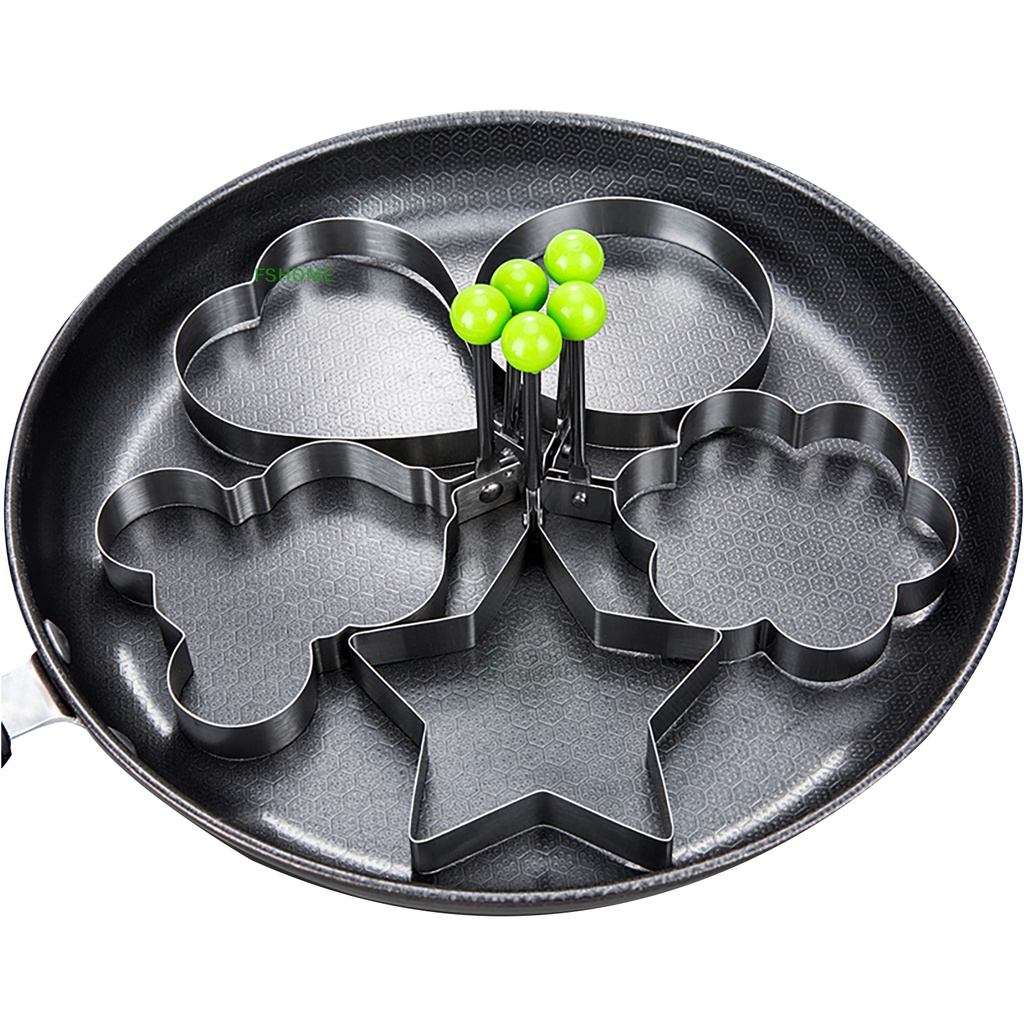 Set 5 Khuôn Chiên Trứng Ốp La Nhiều Hình Dáng Bằng Thép Không Gỉ